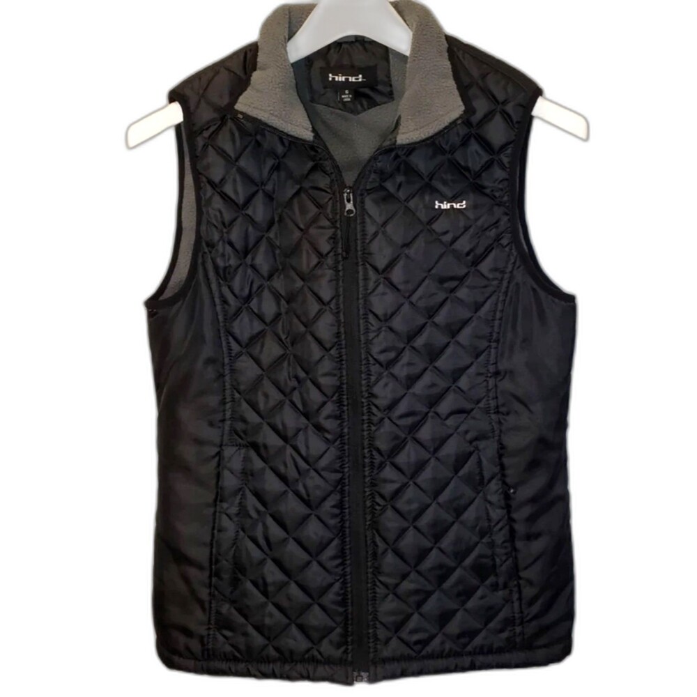 PUFFER VEST Quilted Fleece Lined Black Small - Picture 2 of 7